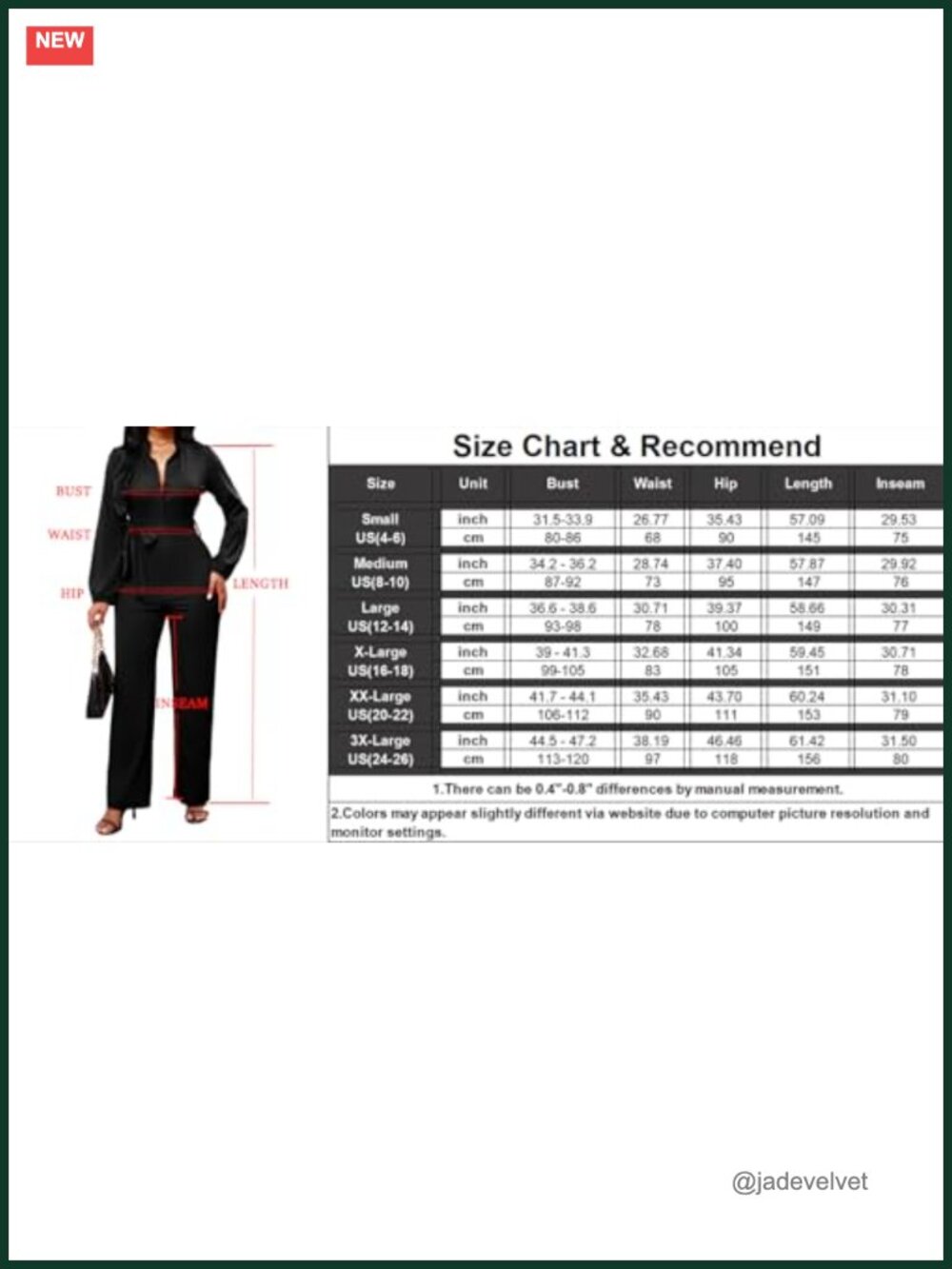Women's Formal Jumpsuit Long Sleeve Collared V Neck with Pockets - Picture 4 of 6